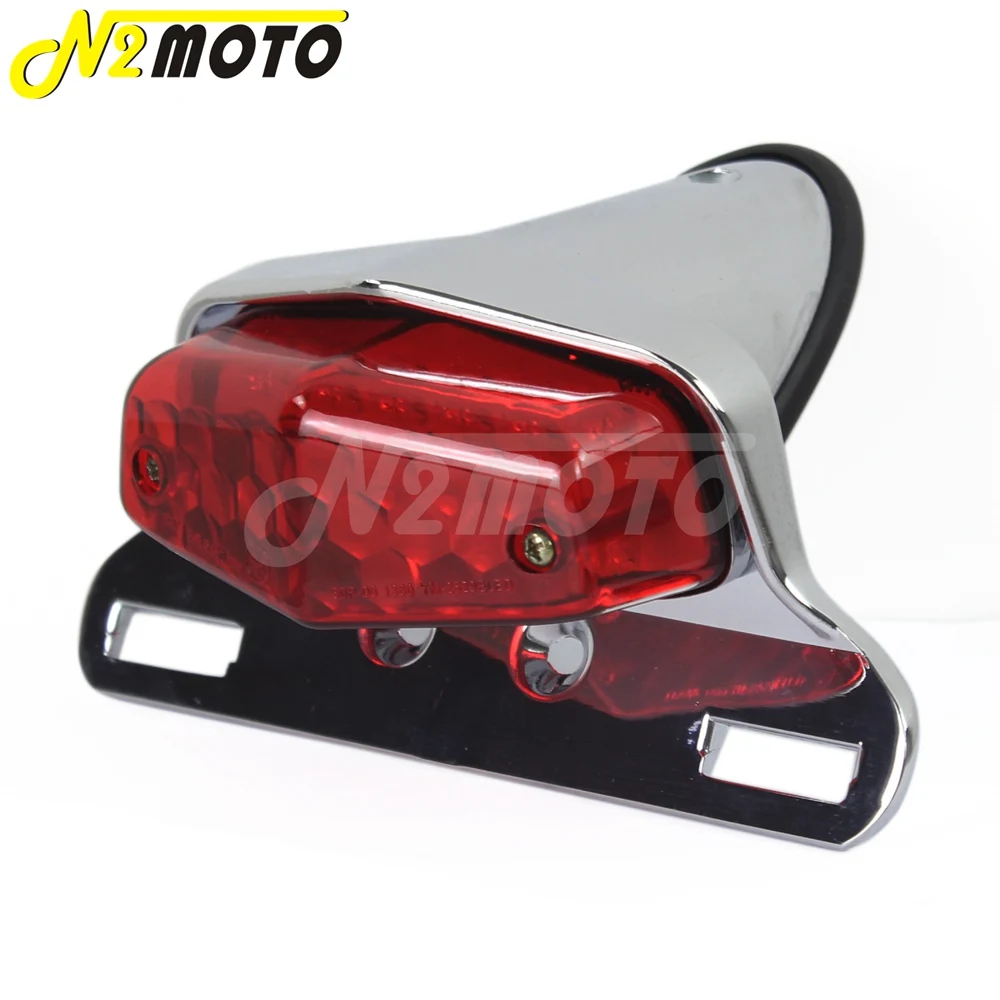 Motorcycle LED Tail Light For Cafe Racer Chrome Taillight Brake Lamp Lucas Style Taillamp for Harley Honda Yamaha Bobber Suzuki
