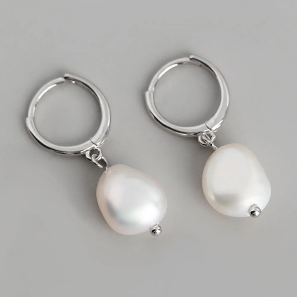 Trendige unregelmäßige Naturperlen-Ohrstecker aus Edelstahl für Damen, Piercing-Schmuck für Frauen, Dropshipping – Detail 3