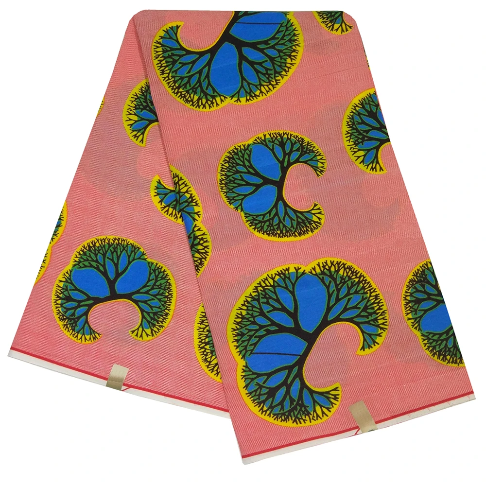 2019 Newest 100% Polyester Sweet Printed African Pagne Nigeria Pink Wax Fabric DIY Ankara Textiles 6Yards