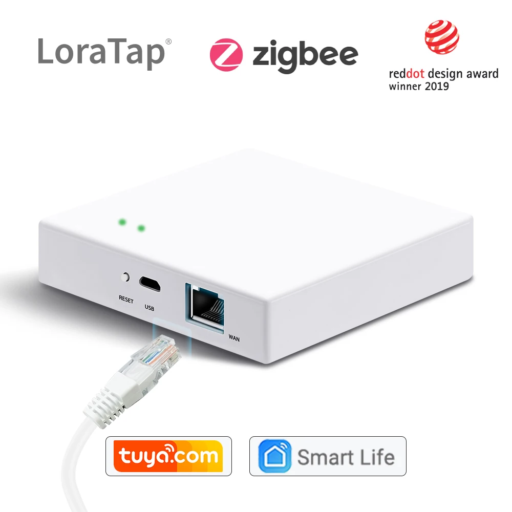 LoraTap Smart Home Tuya ZigBee Gateway Hub Bridge with Network Interface Smart Life App Remote Control Devices up to 256 Mesh