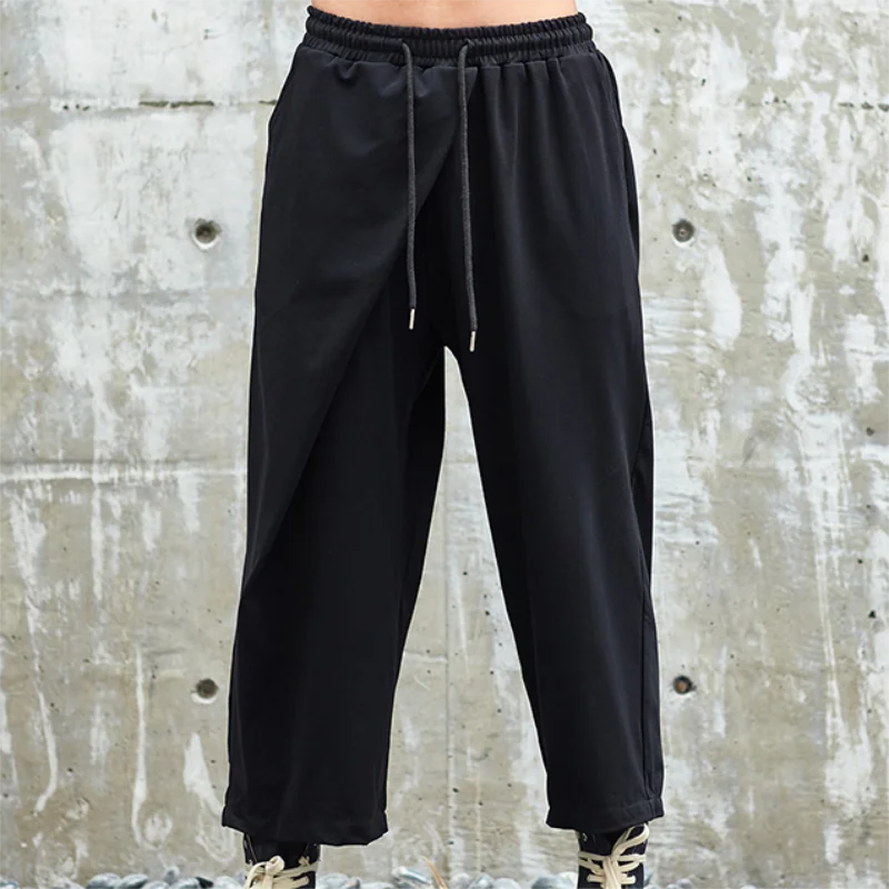 Men's Plus Size Fall Plus Size Casual Pants Nine Cropped Pants Dark Japanese Straight Eight Cropped Pants