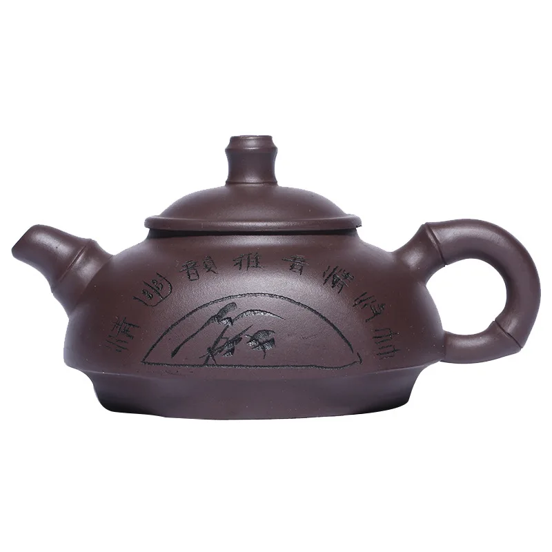 Old Purple Clay Zisha Teapot, Handmade Kung-Fu Teaware, Purple Clay Drinkware for Puer Green and Black, Unvoiced