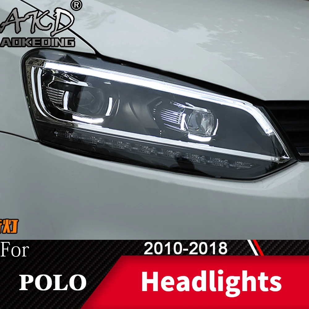 AKD Head Lamp For VW volkswagen Polo 2010-2018 Vento Headlight DRL H7 LED Bi Xenon Bulb Assembly Upgrade Auto Accessories 2PCS