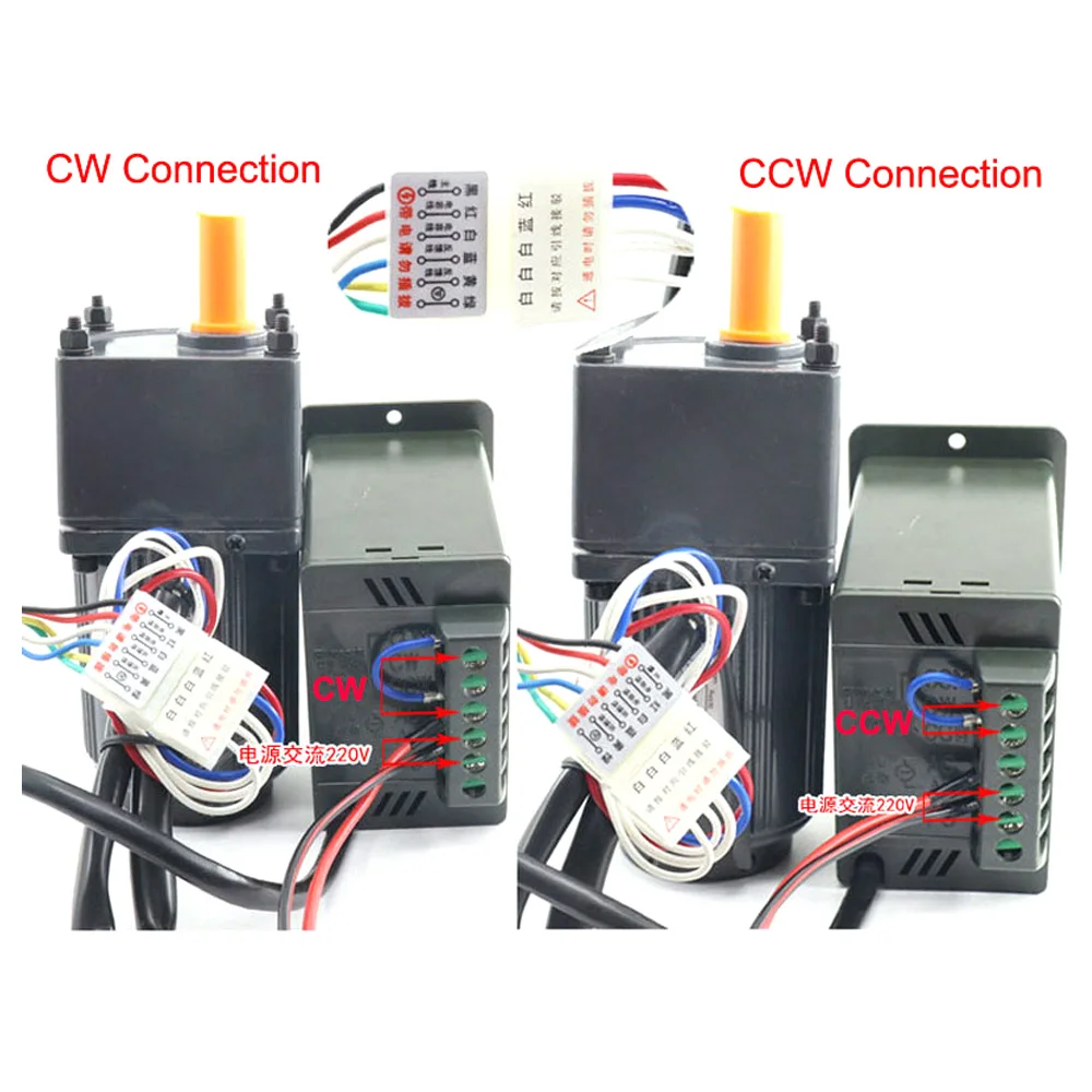 220V Single Phase Electric 40W AC Gear Motor High Torque Slow Speed Reversible Induction Motor 10-500RPM With Speed Controller