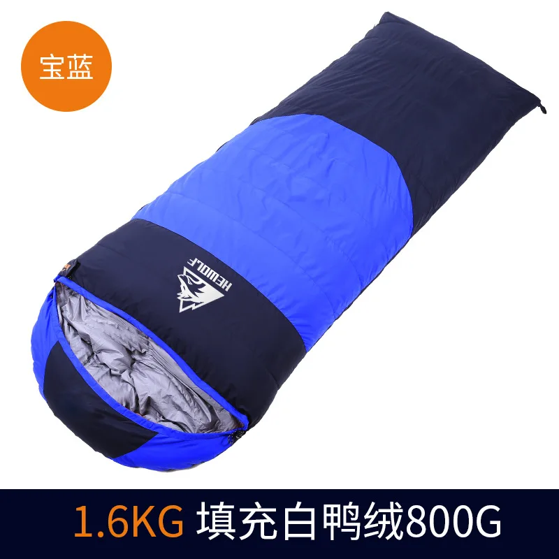 

Filling 800g duck down Hewolf outdoor sleeping bag widening super-light camping spring and autumn envelope warm-keeping