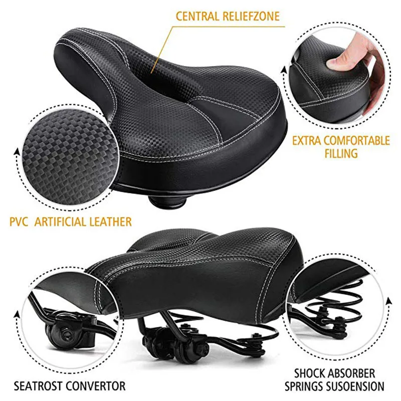 High Quality Bicycle Cycling Big Bum Saddle Seat Road MTB Bike Wide Soft Pad Comfort Cushion Thicken