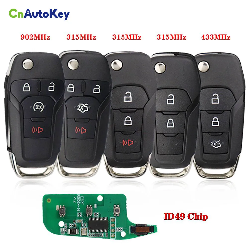 Flip Smart Remote Car Key Fob For Ford Escort Fusion Focus S-MAX GALAXY MONDEO Mk2 Mk7 Explorer Ranger 2/3/4 Button 315/433/902