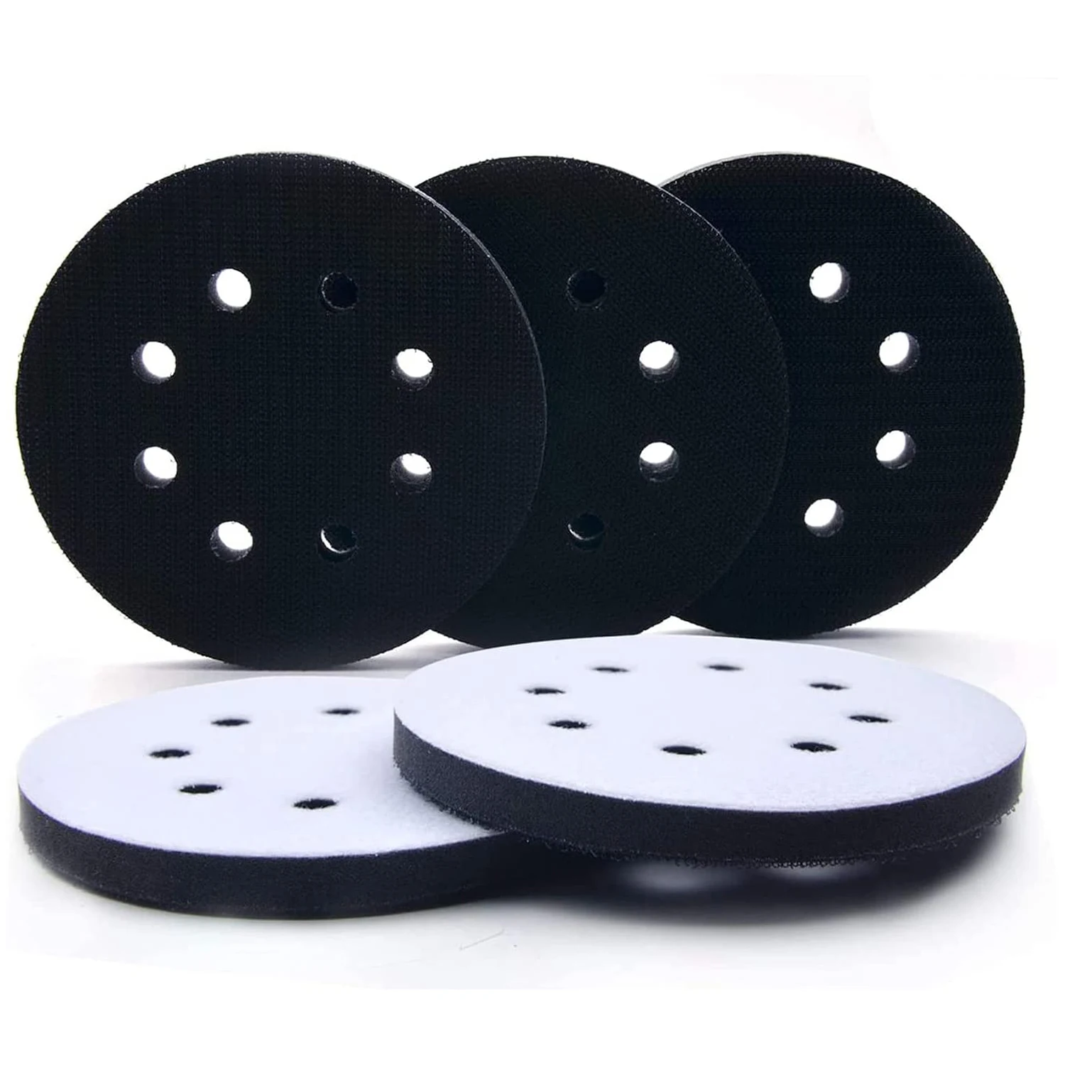 5PCS 5 Inch 125mm 8 Holes Interface Pad Hook and Loop Soft Density Sponge Cushion Buffer Backing Pad for Sander Sanding Pad