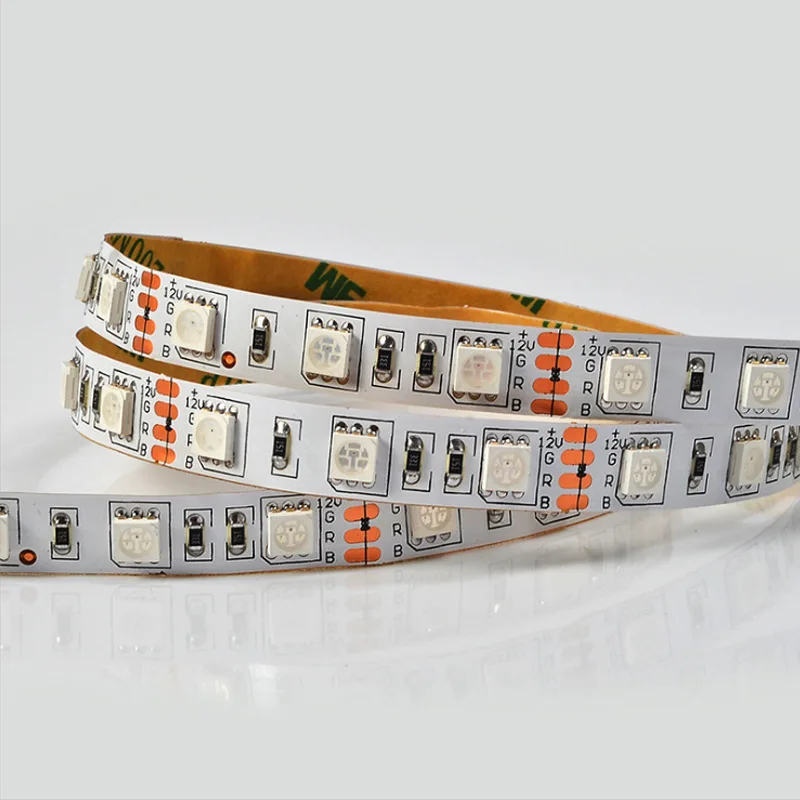 DC12V 24V Led Strip Rgb SMD5050 Waterdichte 5M Flexibele Zwart/Wit Pcb Rgb Led Strip Licht Tape diode Lint Tv Backlight