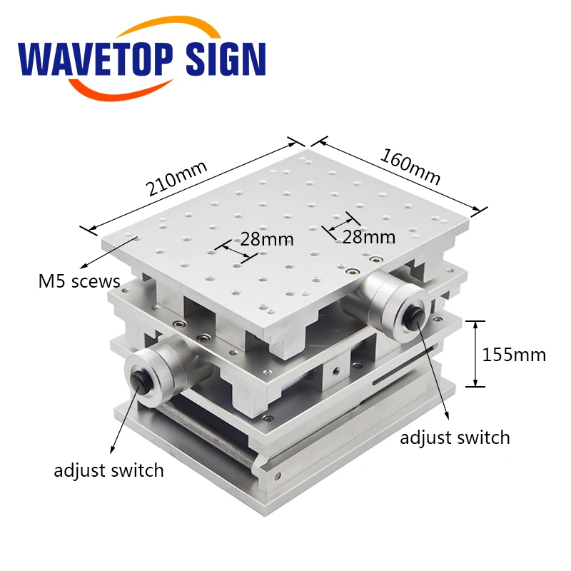 WaveTopSign 3D Worktable 210x160x100mm Z axis Lift  Range 100mm for Laser Marking Machine