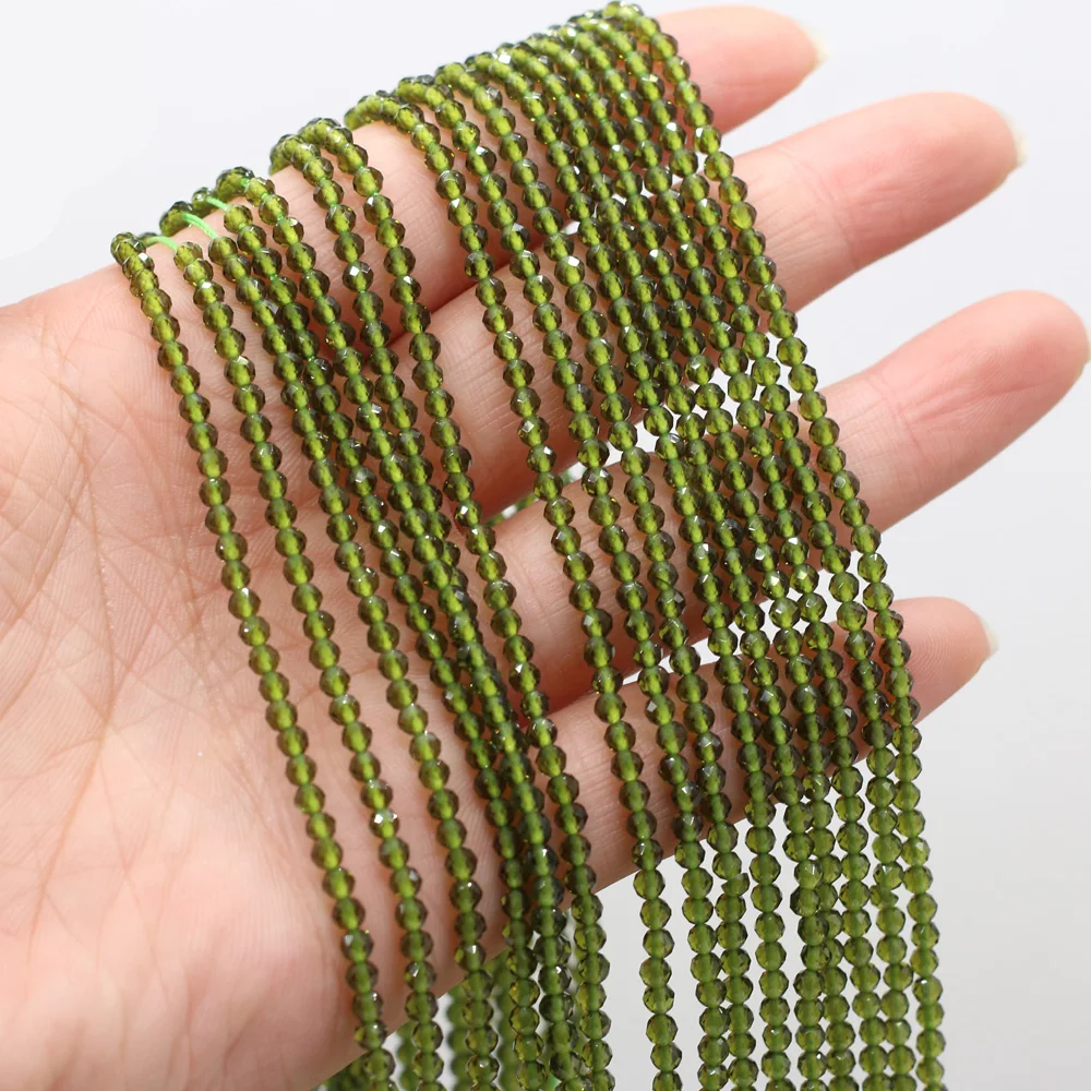 

Natural Stone Bead Faceted Green Crystal 3mm Loose Beads for Fashion Jewelry Making Necklace Bracelet Accessories