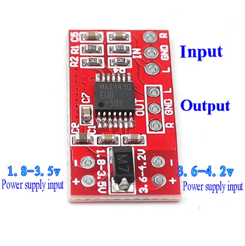 MAX4410 80mW+80mW Stereo Micro Headphone Amplifier Board Module DC 1.8V-4.2V