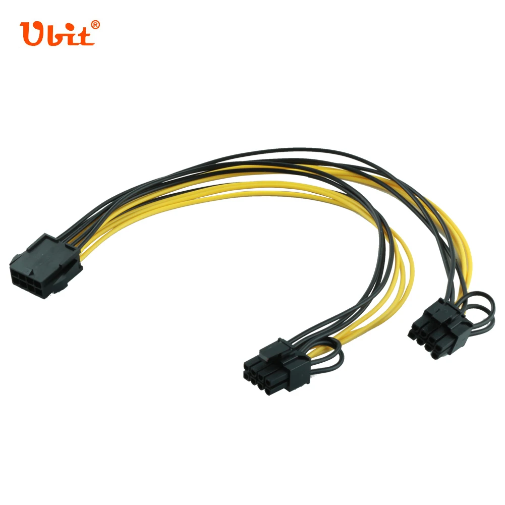 Ubit 32cm 8Pin PCI Express to Dual 8 (6+2) Pin PCI-E Adapter Graphics Card GPU Power Data Cable Splitter For Ethereum Mining