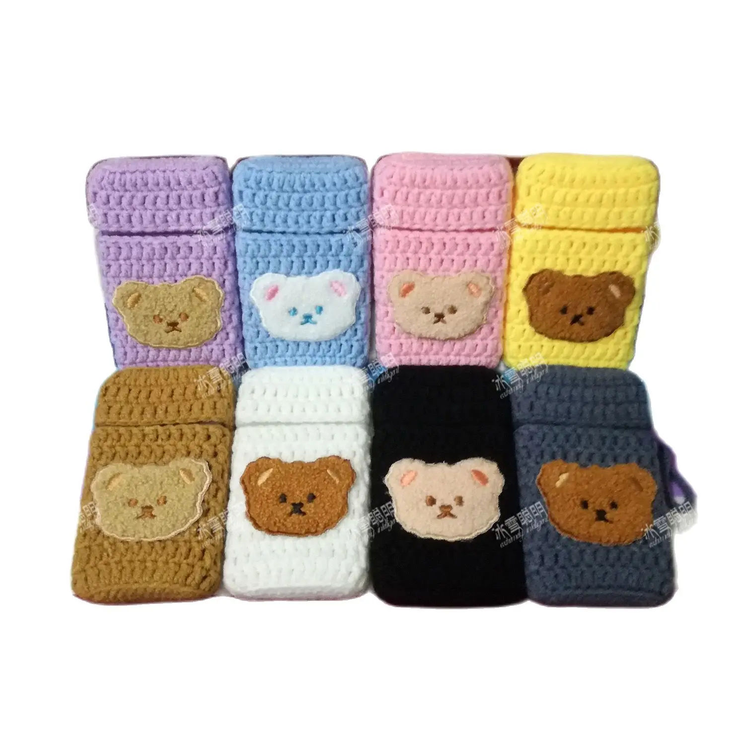 Hand-Woven Woolen Cigarette Case Cute Bear Internal Plastic Box For 84mm Cigarette