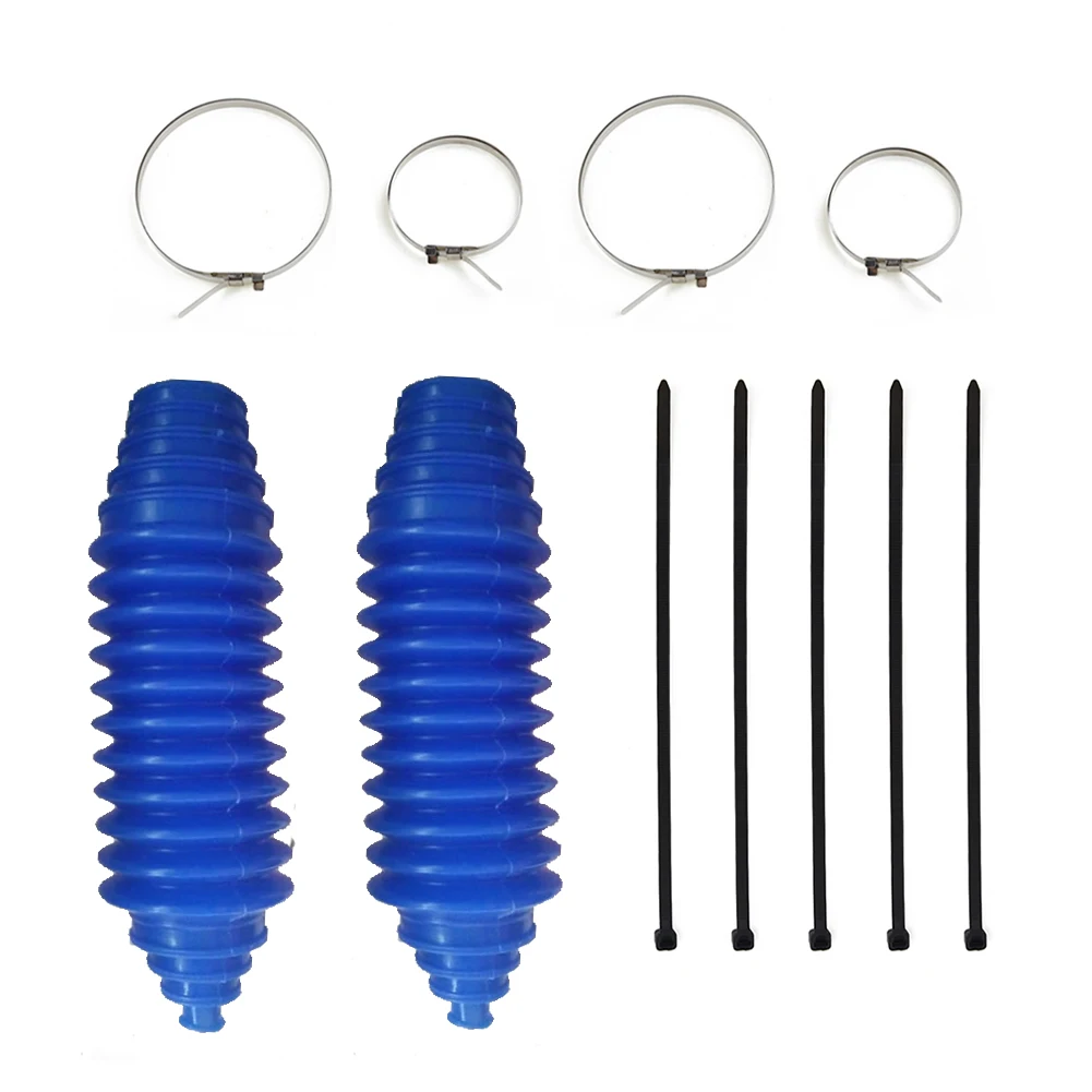 2 Set Universal Blue Silicone Rack Pinion Steering Gaiter Pinion Boots+Cable Ties+Clamp Kit For Car Parts