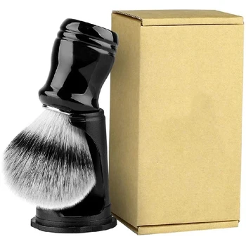Escova de barbear texugo sintética com suporte preto, alça de resina 2in 1, escova de espuma masculina, barba úmida, 22mm