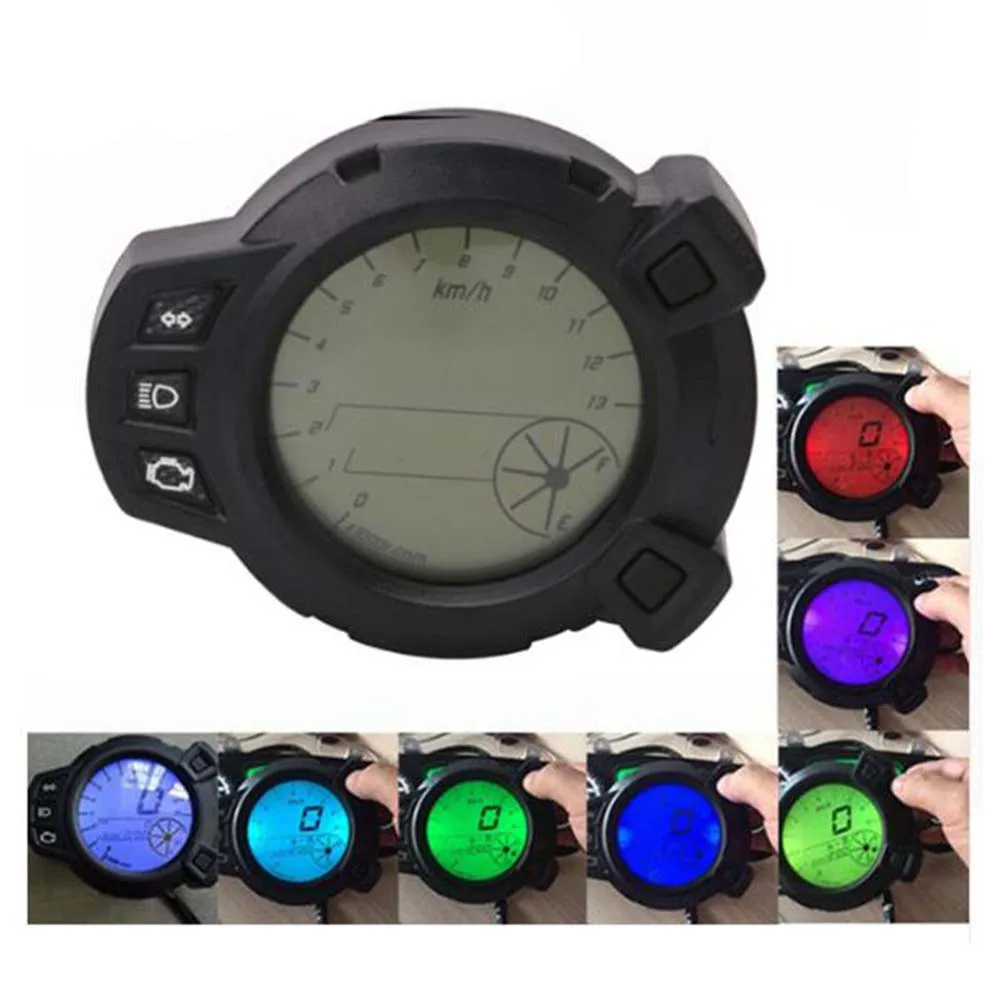 TKOSM Motorcycle LCD Digital Display Speedometer Tachometer Odometer 7 Color Oil Level RPM Speed Meter Instrument For Yamaha BWS