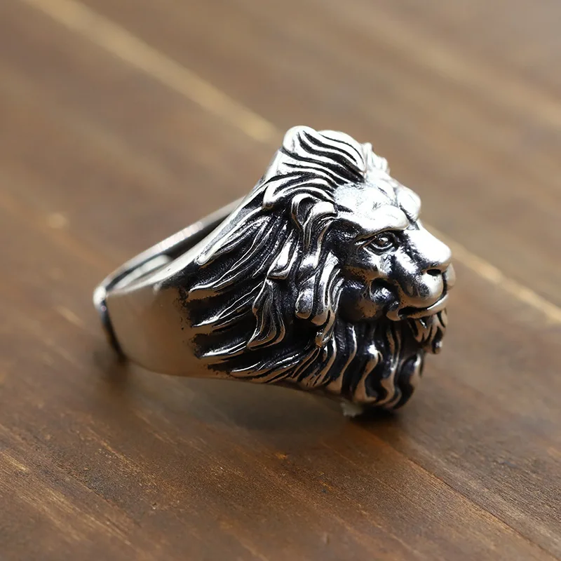 BOCAI New Real s925 Silver Jewelry 2021 Trend Forest King Mighty Tiger Man Ring Motorcycle Punk Rock Boyfriend Gift