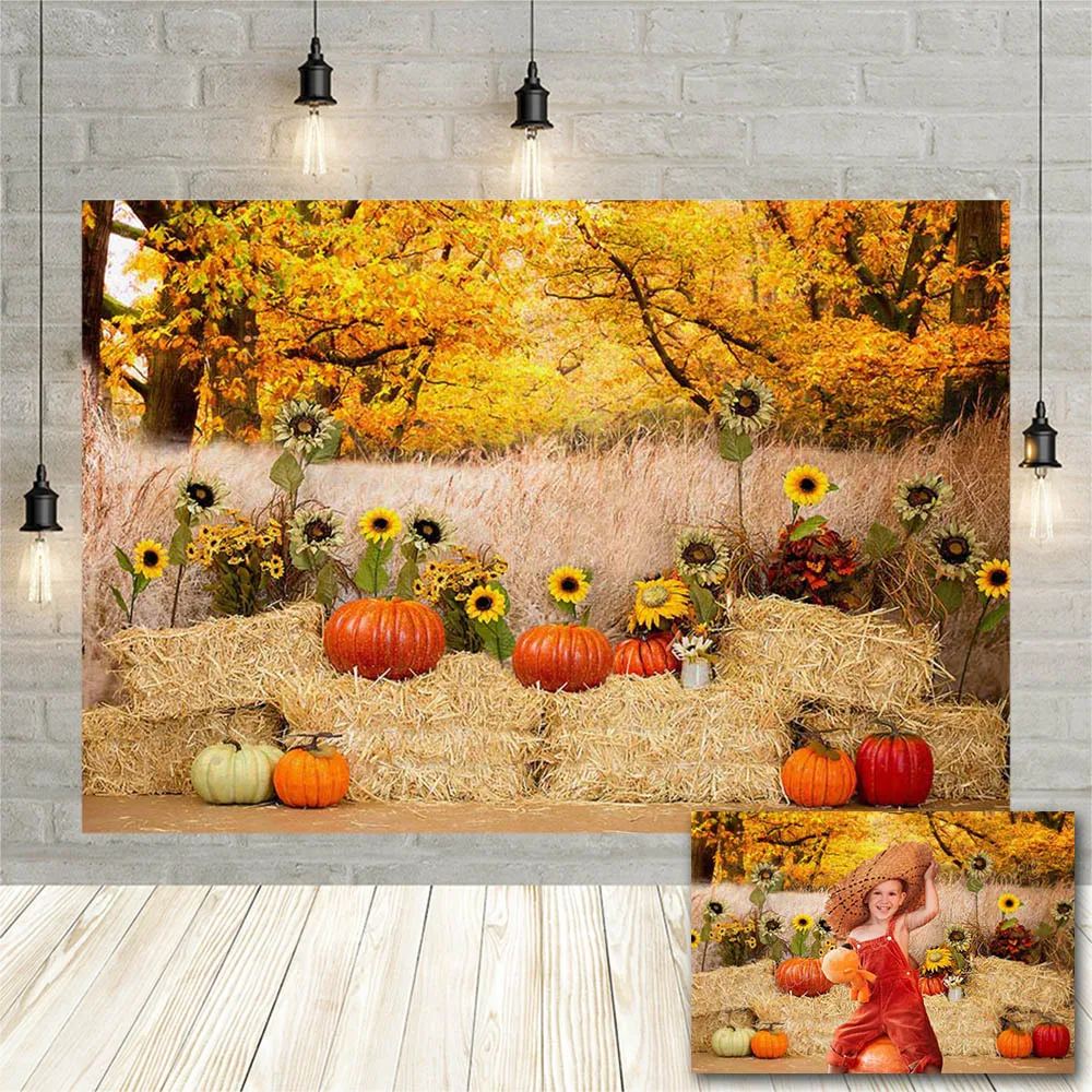 

Avezano Fall Background For Photography Autumn Forest Pumpkin Haystack Sunflower Baby Photozone Backdrop Photo Shoot Studio Prop