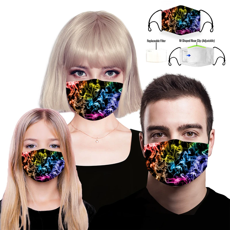 

Pm2.5 Filter Reusable Unisex Adult Mouth Mask Fashion Graphics Mask Cartoon Washable Facemask Windproof Outdoor Cotton Kid Masks