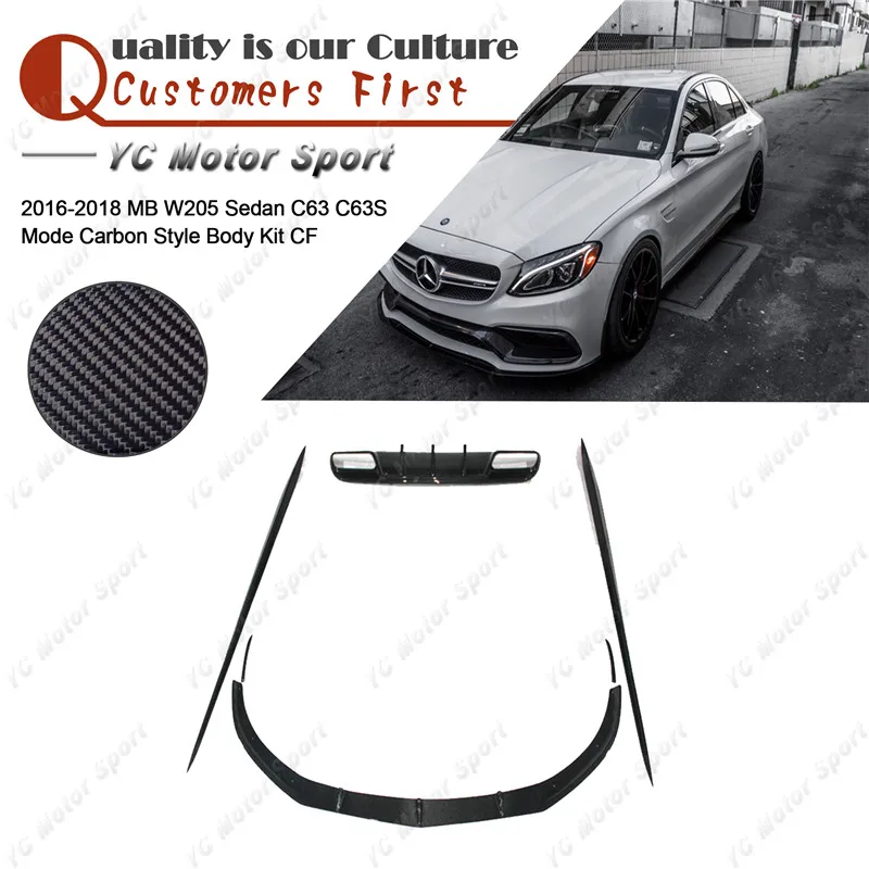 

Carbon Fiber Body Kit 6pcs Fit For 2016-2018 MB W205 Sedan C63 C63S MC Style Front Lip Side Skirt Rear Diffuser