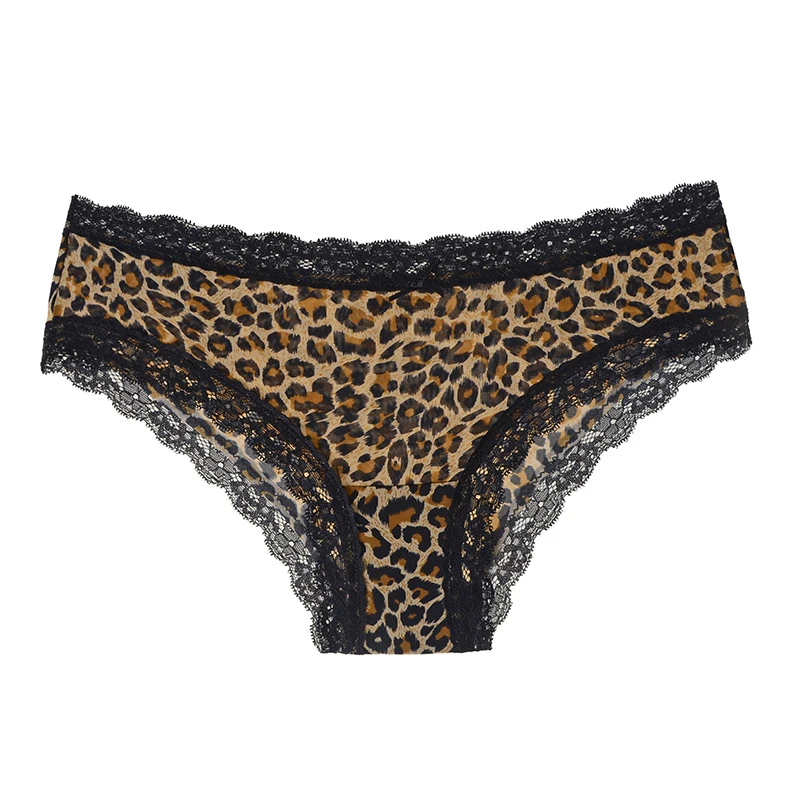 SP&CITY Thin Leopard Print Ice Silk Sexy Underwear Women\'s Lace Hollow Out Panties Thong Female Seamless Briefs Tanga Lingerie