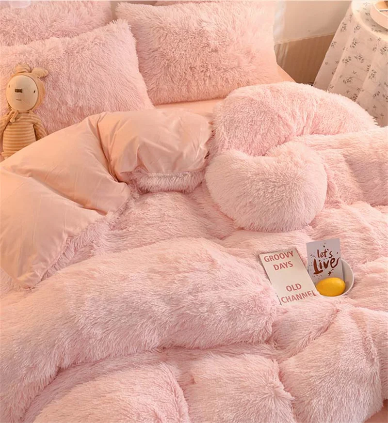 Sleeptime Set Biancheria Da Letto Invernale In Peluche Morbido - 135x200 Cm + Federa 80x80 Cm (Marrone)
