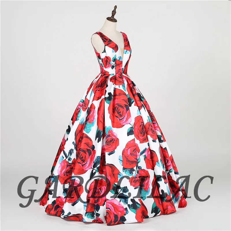 Gardlilac 2021 Womens Long Evening Dresses 2021 Red Floral With Pockets Formal Party Gowns Evening Gowns