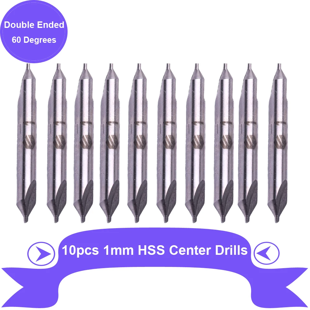 10pcs 1mm Double Ended HSS Center Drills Bit 60 Degree Metal Drill Bit Power Tools Hole Drilling Hole Cutter for Reduce Errors