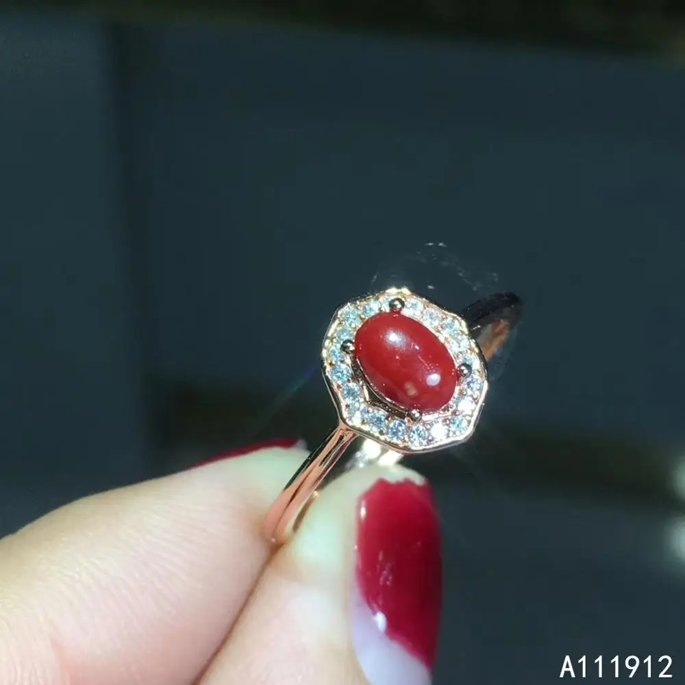 

KJJEAXCMY fine jewelry natural red coral 925 sterling silver new women ring support test beautiful