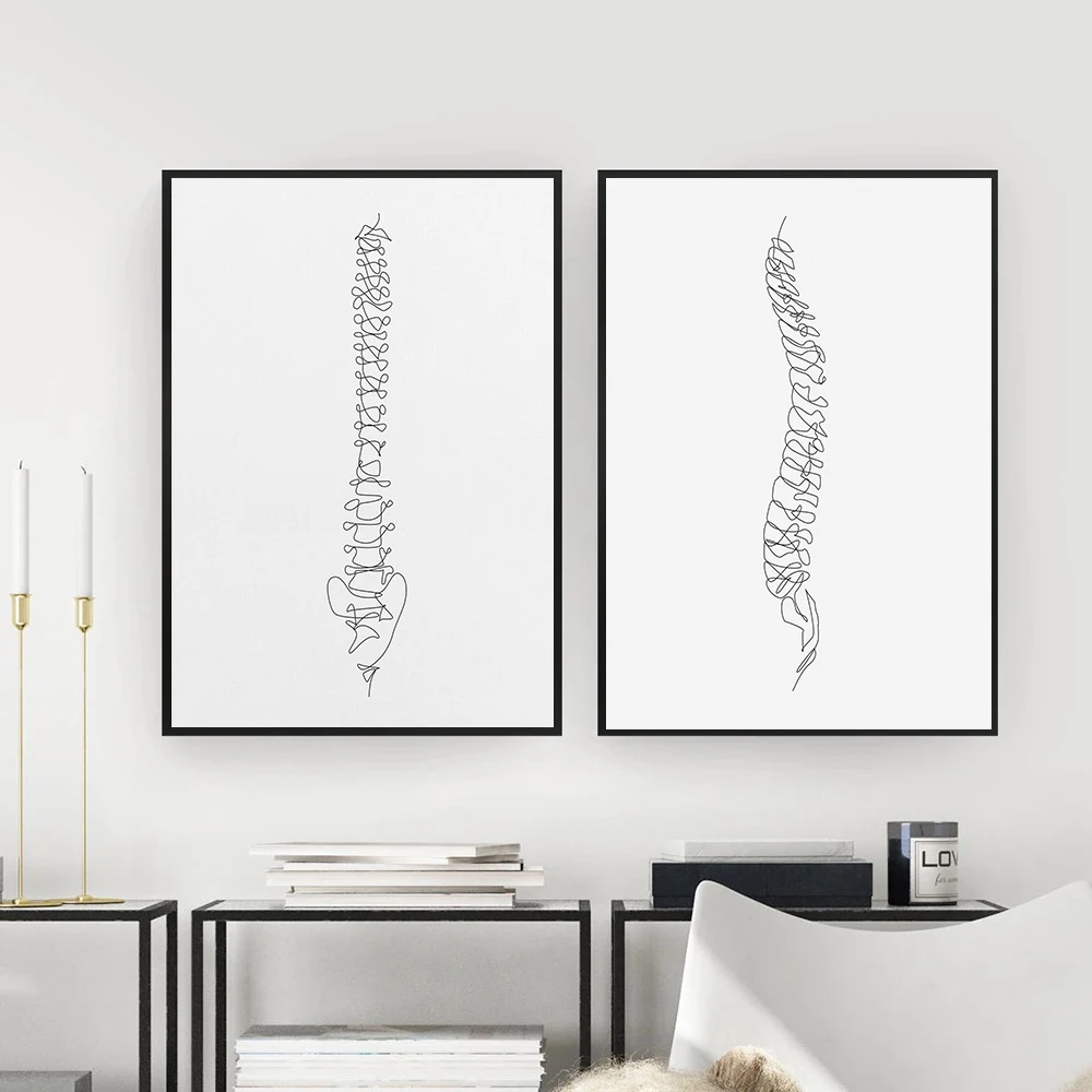 Spine Vertebrae Abstract Drawing Print Chiropractic Minimal Medical Art Canvas Painting Anatomy Gift Chiropractor Poster Decor