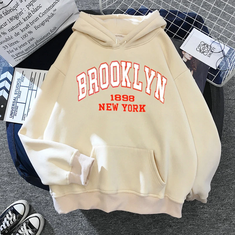 Spring Autumn Hoodies Printed Brooklyn Lette Streetwear Men Women Fashion Oversized Hoodie Tracksuits Unisex Clothing Coat