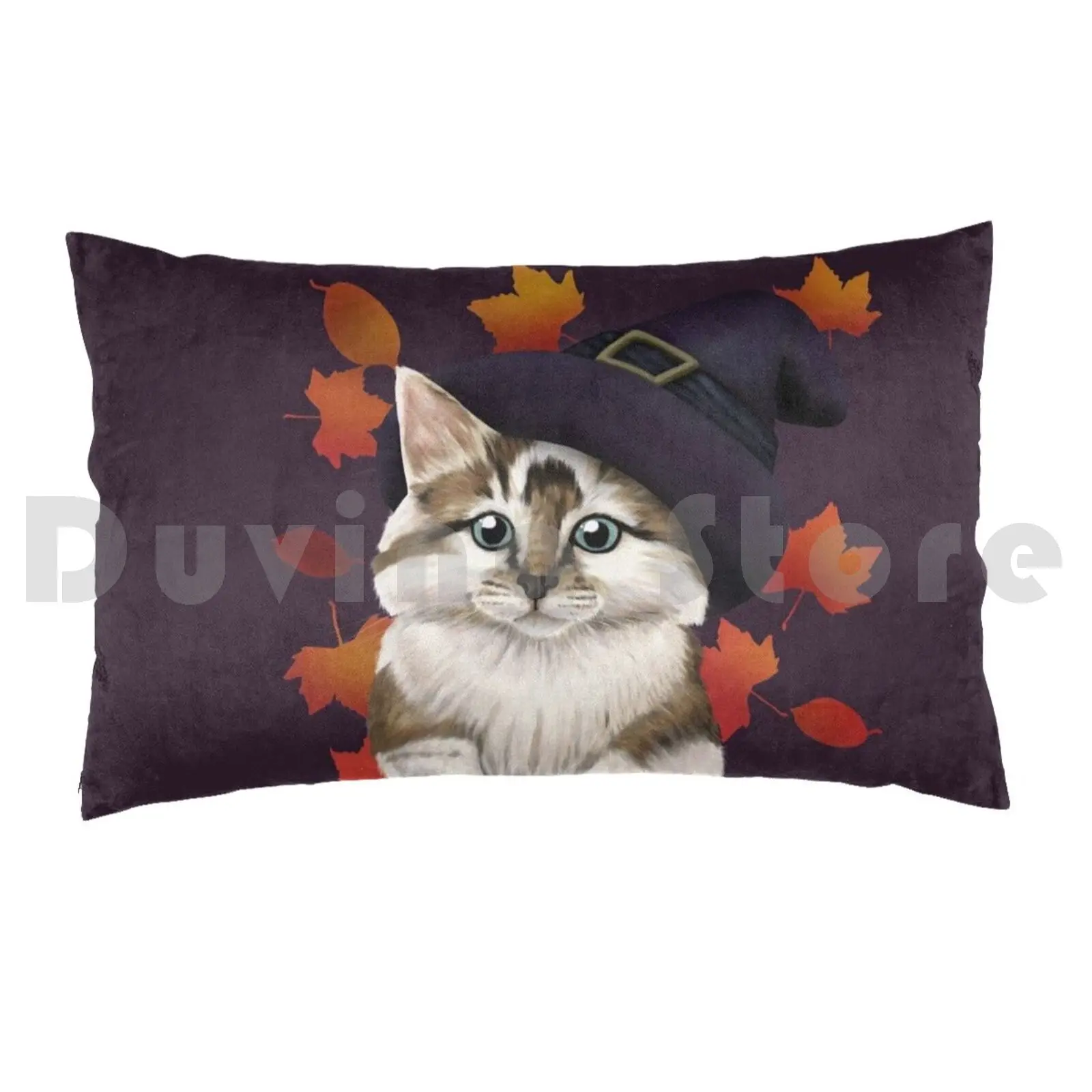 Witch Cat-Halloween / Fall Kitten Pillow Case Printed 50x75 Cat Kitty Kitten Fluffy Cat Long Hair Cat Long