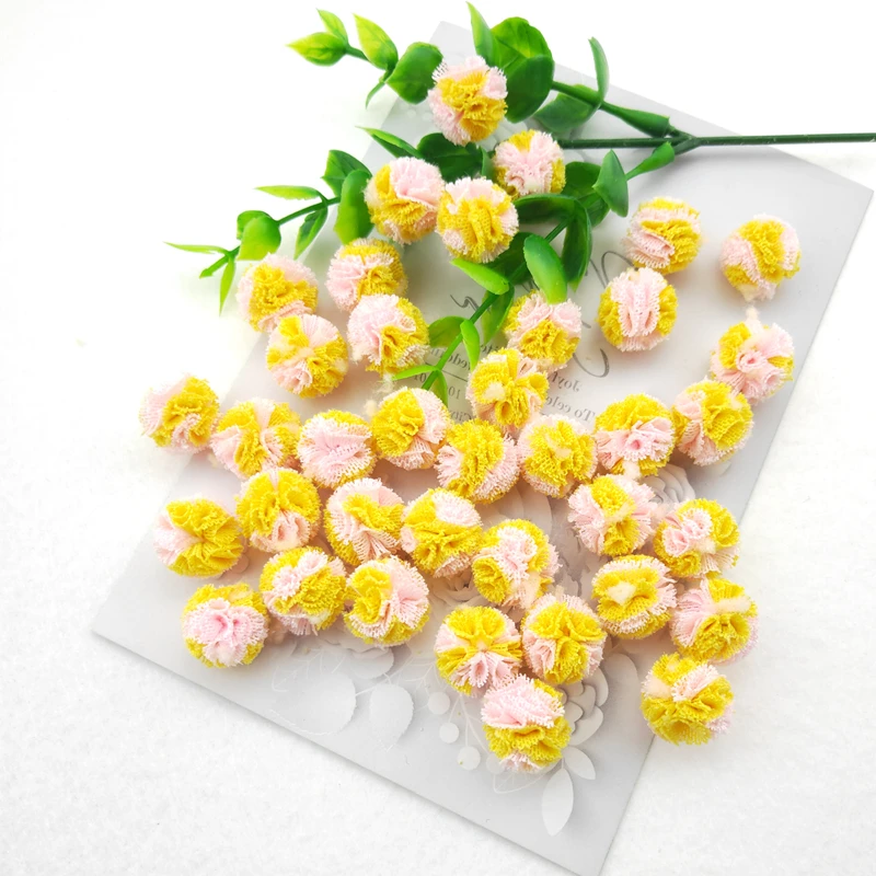Elastische Blumenkugel aus Netzstoff für Kinder, Haarspangen-Accessoires, künstliche Stoffblumen, 1,5 cm, 100 Stück pro Packung. – Detail 5