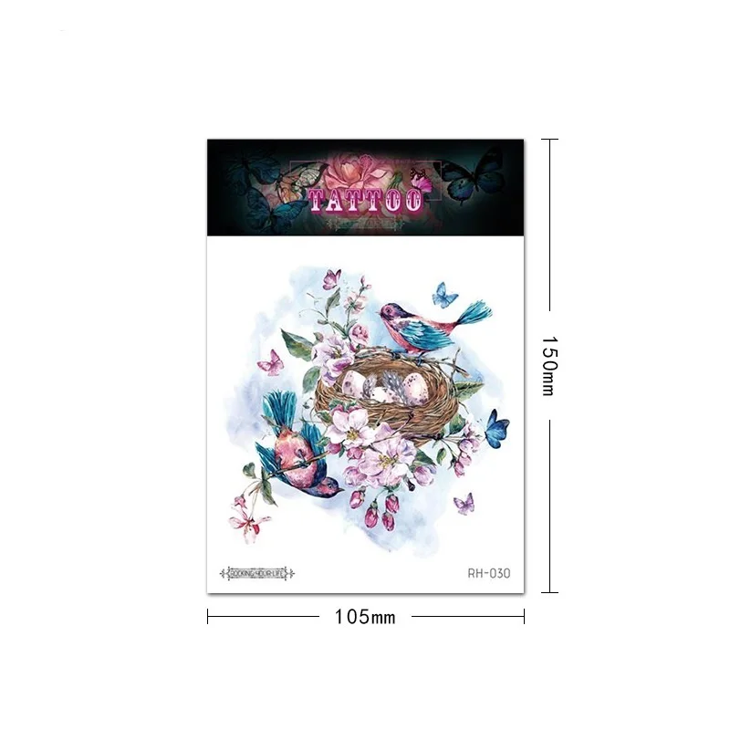 Tattoos Temporary Waterproof Watercolor Flower Birds Tattoo Sticker Body Art Arm Disposable Make Up Concealer Makeup Decals