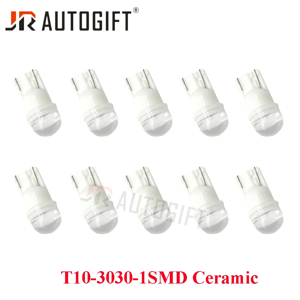 100PCS 12V W5W Ceramic 3030 1LED Waterproof Wedge Licence Plate Lights White Turn Side Lamp Car Reading Dome Light Auto Parking