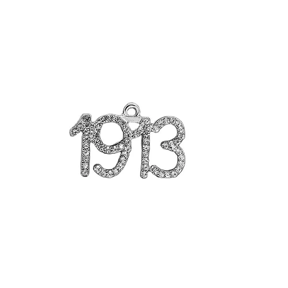 

Bracelet Necklace Making DIY Metal Alloy White Diamond Number Founded Years 1913 Charms Delta DST Pendant