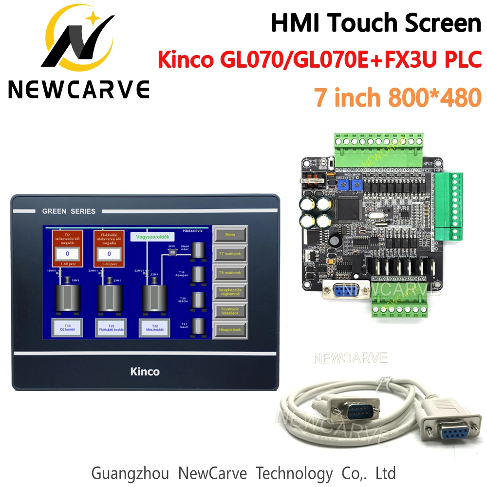 

Kinco GL070 GL070E HMI Touch Screen And FX3U 14/24/32/48/56 MT/MR PLC Industrial Control Board With Communication Cable Newcarve