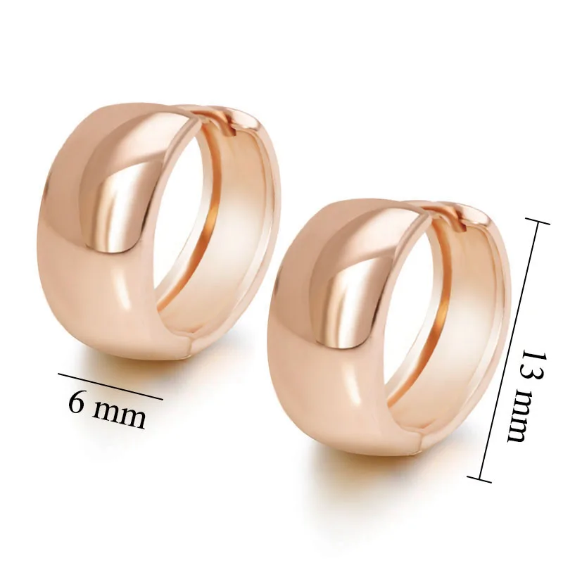 MxGxFam Classical Style Smooth Hoop Earrings For Women Girls 5 Stars Quality Gold Color 18 k