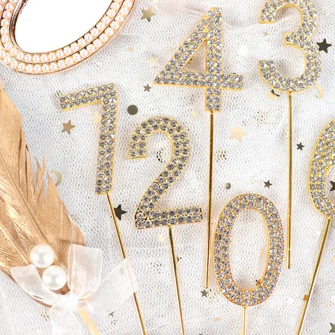 1 st Glitter Legering Strass Nummer Tårtdekorationer Baby Shower Födelsedagsdekoration Bröllop Guld Silver Digitala Tårtor Dessertdekor 10 best sales tårtdekoration för babyn - №3