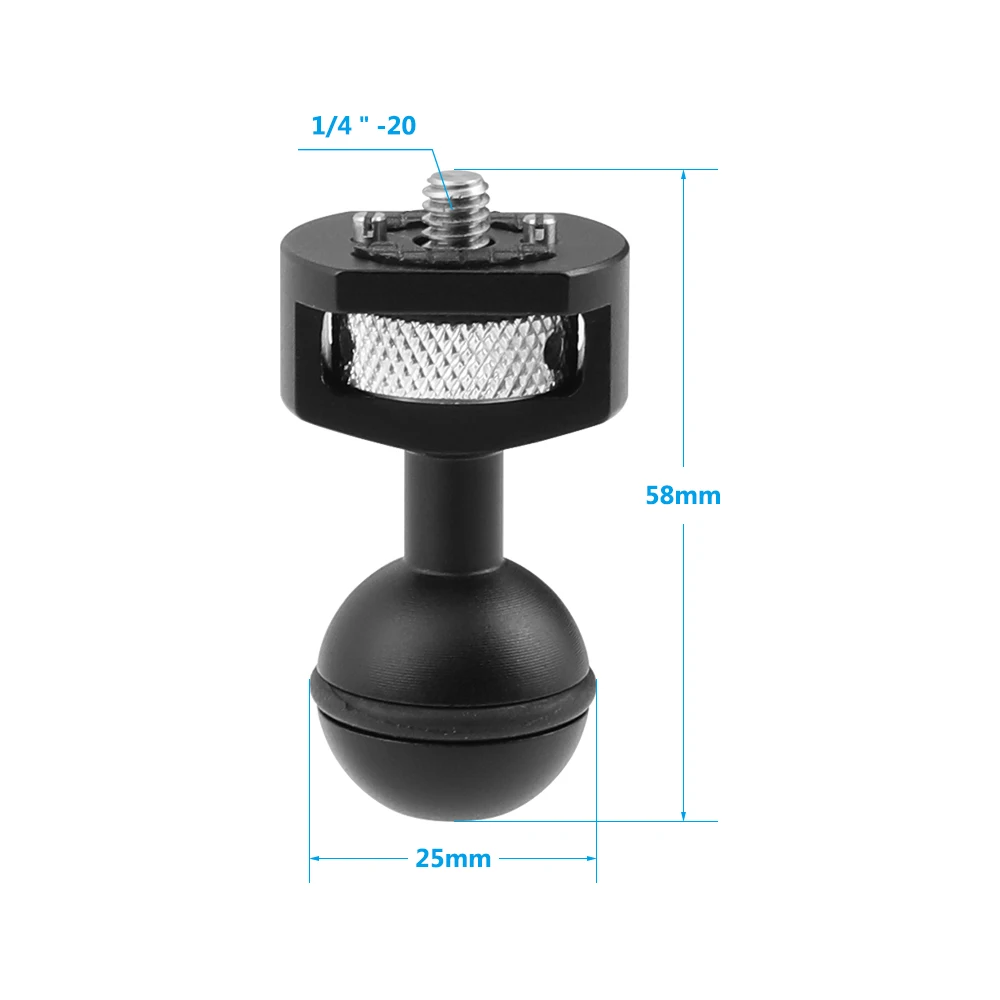 CAMVATE Mini 25mm Single Ball Head Adapter With 1/4