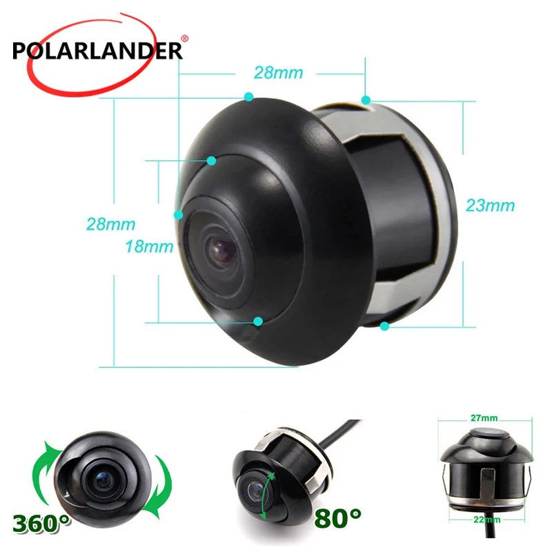 138 Degree Wide Angle 22.5mm Drilling Night Vision Universal Car Rear View Reverse Parking Camera 360 Degree Rotation Camera