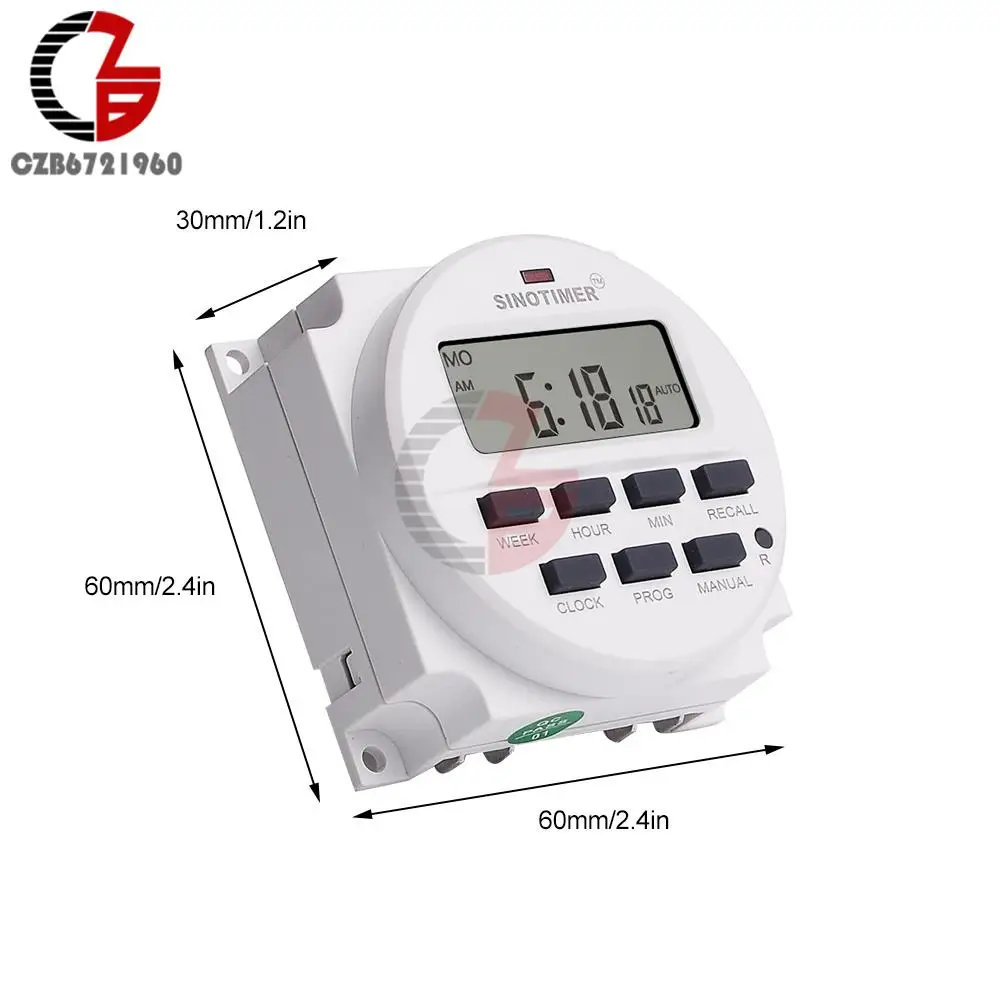 Il commutatore astuto del temporizzatore settimanale di Digital di cc 12V 24V 16A di ca 110V 220V cc 6V TM618N-2 contatore programmabile del