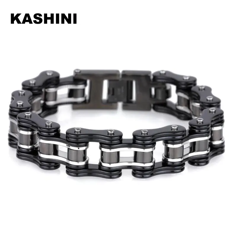 

Vintage Men's Chain Bracelets Bangles Biker Bicycle Motorcycle Chain Link Bracelets for Men Black Stainless Steel Jewelry