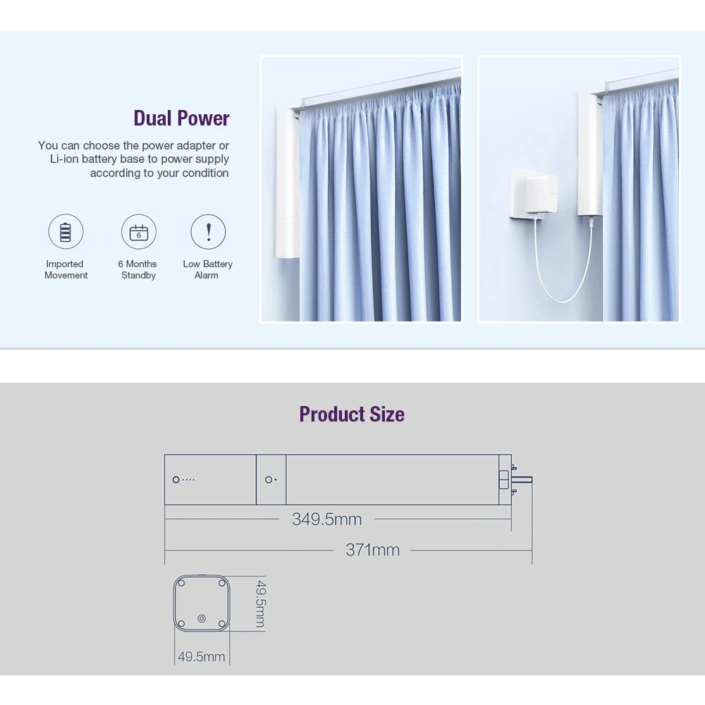 Aqara B1 motor and Customizable Electric Curtain Track , Aqara Super Quiet Curtain Rails For Smart Home