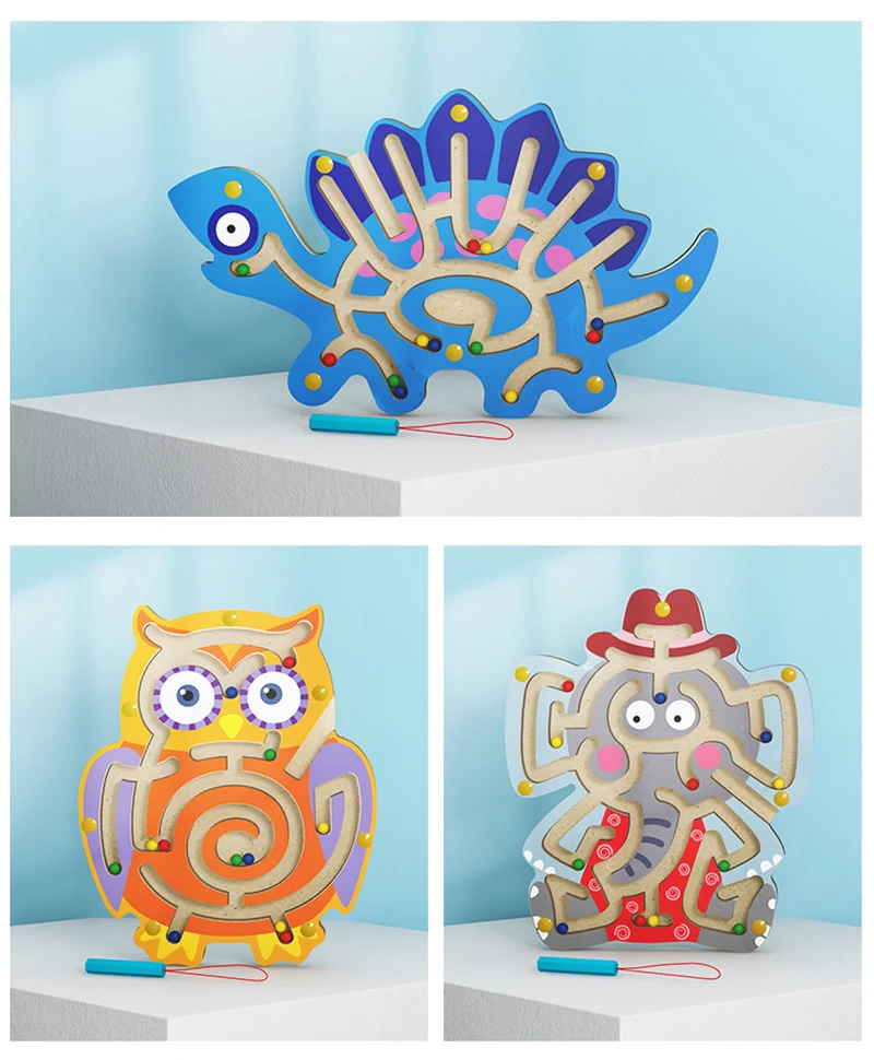 เด็ก Montessori ของเล่นเด็ก 2 ถึง 4 ปีการเรียนรู้ของเล่นเพื่อการศึกษาเด็กเขาวงกตแม่เหล็ก Busy Board ปริศนาไม้เกม