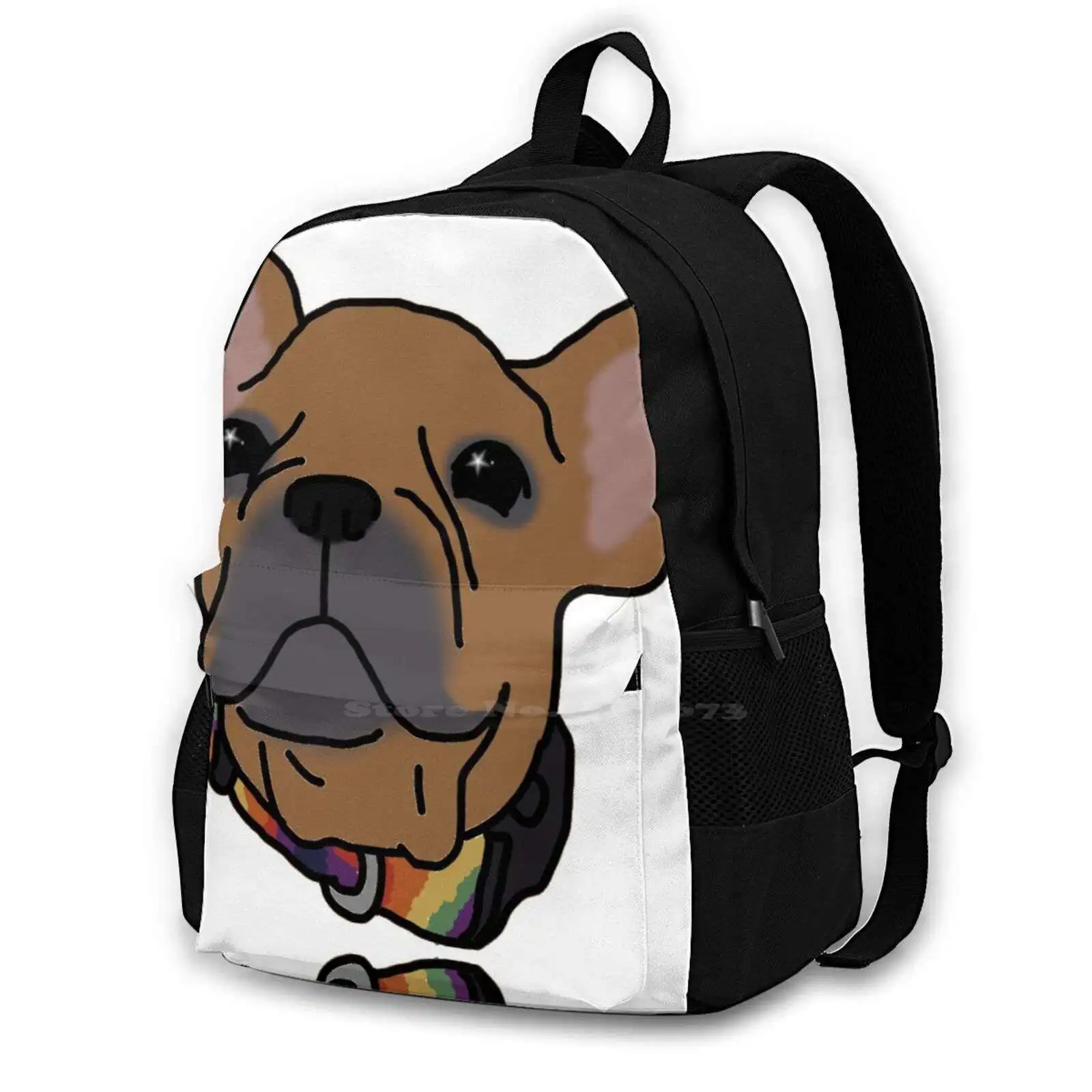 Bagel The Frenchie Pattern Design Laptop Travel School Bags Bagel Frenchie French Bulldog Puppy