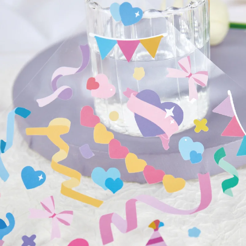 Ins Color Ribbon Series Love Bear Cute Stickers Labels Sealing Paster Hand Account Diy Decorative Sticker Creative Stationery