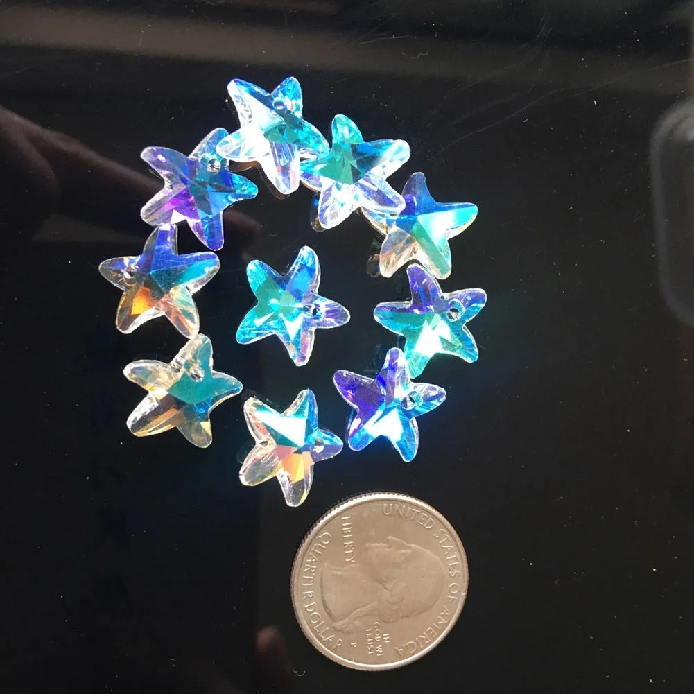 10Pcs Aurora Rainbow Starfish Crystal Beads parti del lampadario Suncatcher Art ciondolo a stella in vetro sfaccettato gioielli fai da te