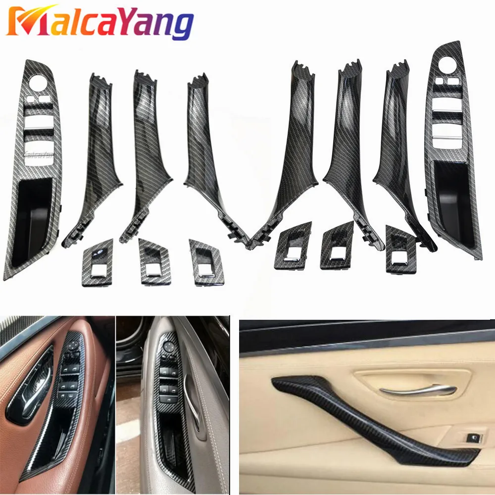 

7pcs Right Hand Drive RHD LHD For BMW 5 series F10 F11 520 525 Beige Black Car Interior Inner Door Handle Panel Pull Trim Cover